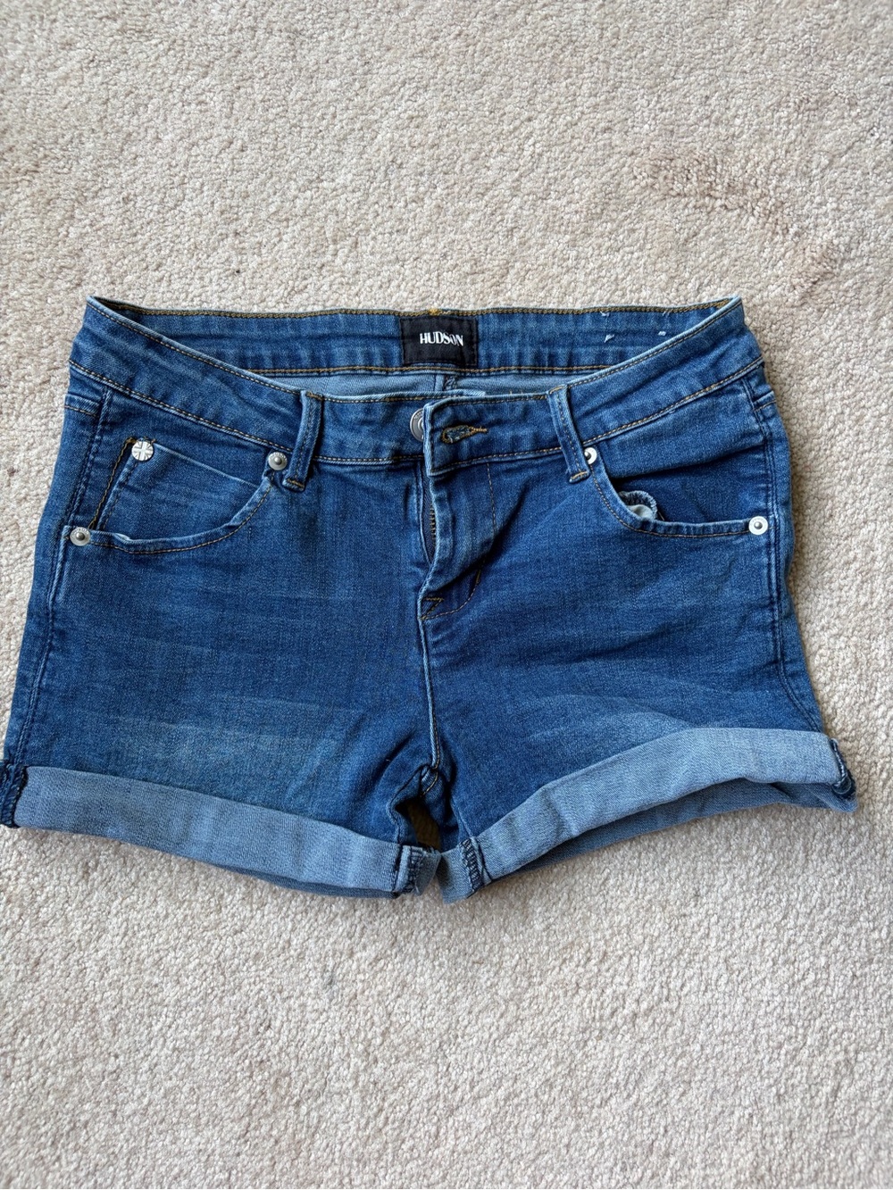 Hudson Jeans Women's Blue Denim Cuffed Shorts